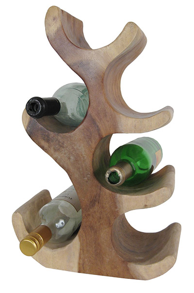 Wooden Tree 6 Wine Bottle Holder Natural Finish